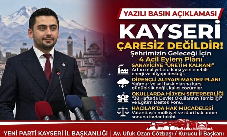 Yeni Parti’den Kayseri için 4. Acil eylem planı